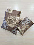 Комплект декоративних подушок Firanka Півонії 32х32см 2шт 32х20см 1шт бежеві з коричневим (п_0316), фото 3