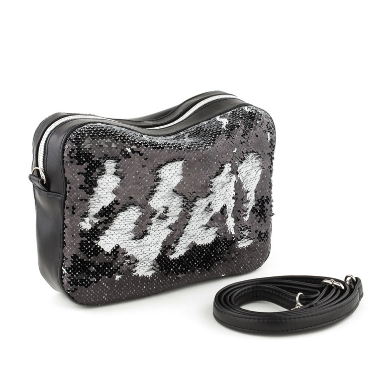 Сумка через плече SOHO чорний пелі та двосторонні ч/б паєтки_склад_m, фото 1