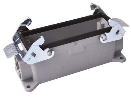 Корпус для промислового роз'єму багатоконтактного багатополюсного типу HDC (Heavy Duty Connectors) 24P+E / 16A / 500V, накладної для контактів "мама" введення кабелю з двох боків