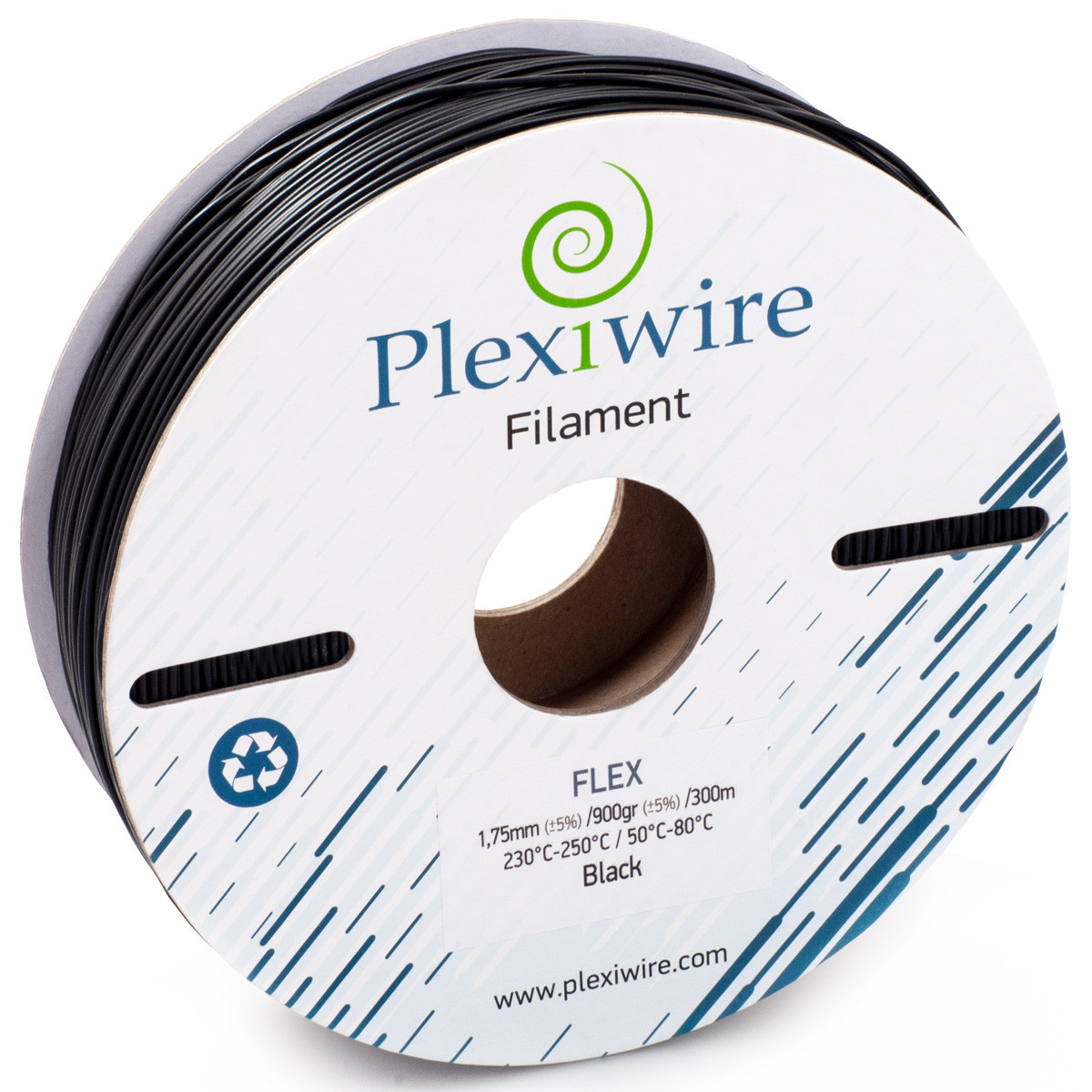 Пластик в котушці Flex 90 Чорний 0.9 кг/300м, 1,75 мм Plexiwire