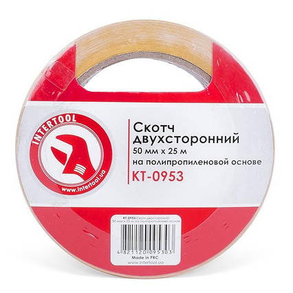 Скотч двосторонній 50 мм*25 м на поліпропіленовій основі INTERTOOL KT-0953