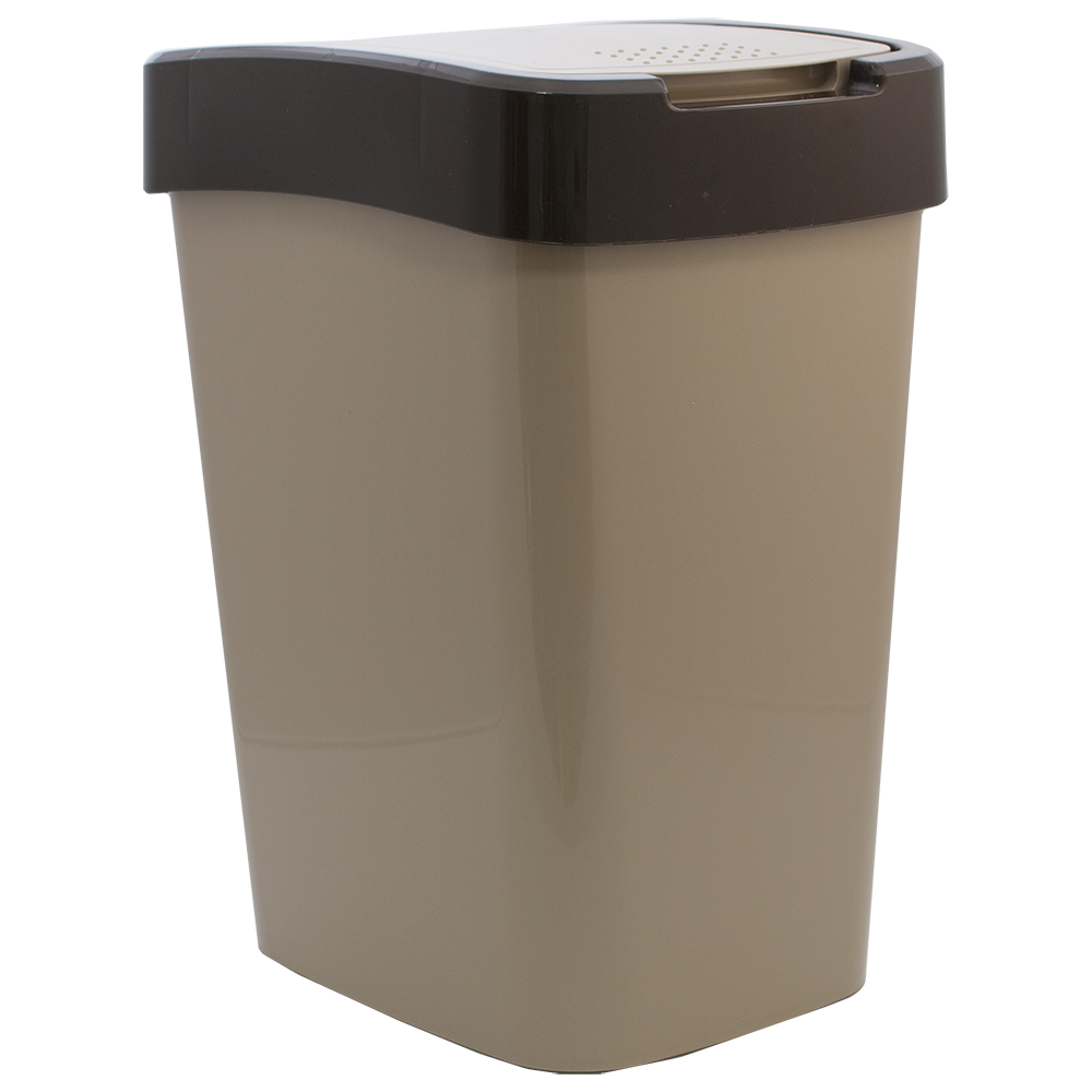 Відро для сміття з поворотною кришкою EURO 25 л (кремовий-коричневий)