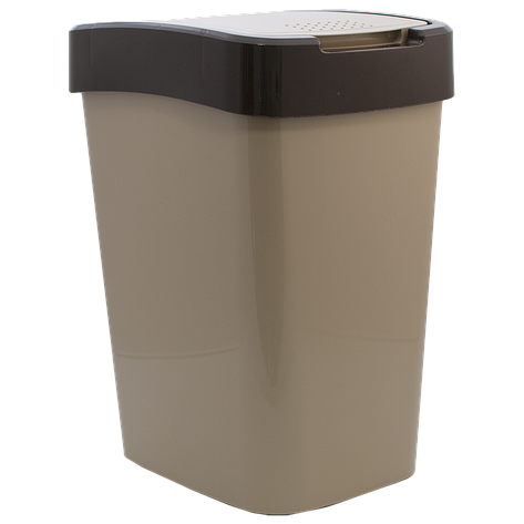 Відро для сміття з поворотною кришкою EURO 25 л (кремовий-коричневий), фото 1