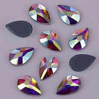 Термо стрази фігурні Premium. Краплі Crystal АВ 5х8мм. Hot Fix 10шт