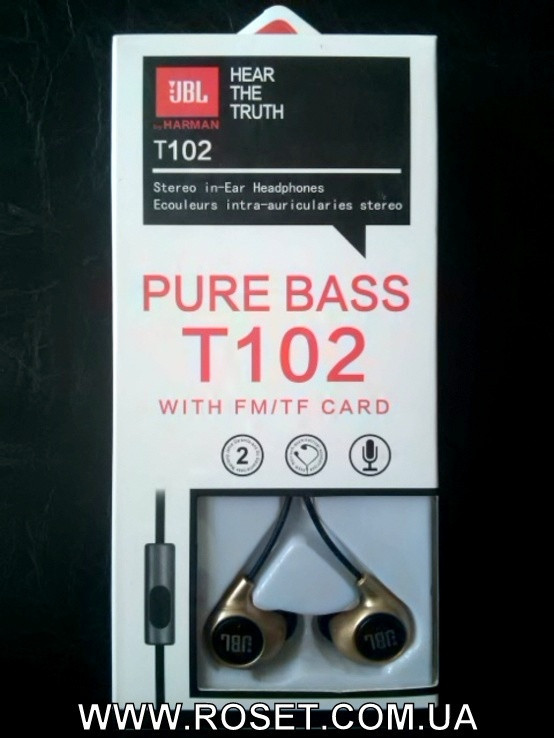 Вакуумні дротові навушники JBL T102 Pure Bass