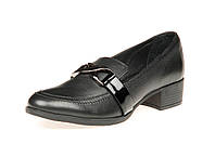 Классические кожаные женские туфли на низком удобном каблуке качественные черные 38 размер Mida 210050 2023