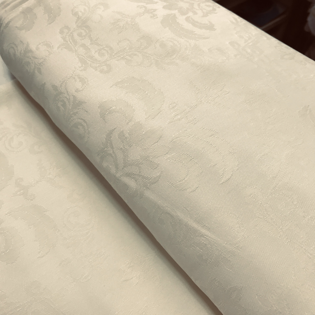 Ткань скатертная молочная Дамаск жаккардовая с шириной 315 см - фото 2 - id-p532685736