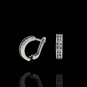 Срібні сережки з фіанітами, 14 каменів