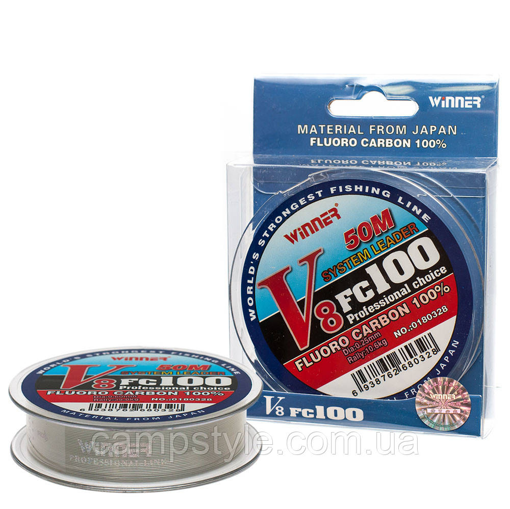 Флюорокарбон Winner V8 FC 100 50 м 0.25