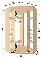 Шкаф-купе угловой 1200*1200*2200, 2 двери (Алекса)