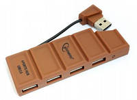 Хаб Gembird UH-005; на 4 USB 2.0 порта, "шоколад"