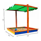 Дитяча пісочниця-24 SportBaby 1450х1450х1400 мм дерев'яна з кришкою-тентом, фото 5