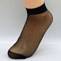 Капроновые носки в горошек черные женские - максимум 37-38размер