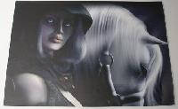 Наклейка на ноутбук Maxxtro 0180, девушка и лошадь, универсальная