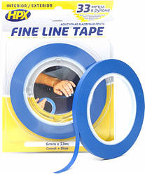 HPX Fine Line FL0633 Маскувальна синя стрічка для криволінійних форм (контурна стрічка) 6 мм х 33 м