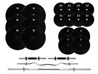 Набір штанга + гантелі 119 кг із прямим і вигнутим грифом