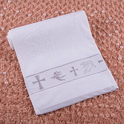 Рушник для хрещення "Хрещення" Махра білий зі сріблом Betis
