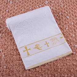 Рушник для хрещення "Хрещення" Махра білий з золотом Betis