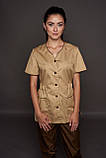 Уніформа клінера, блуза бежева, штани коричневі, тканина саржа, фото 3