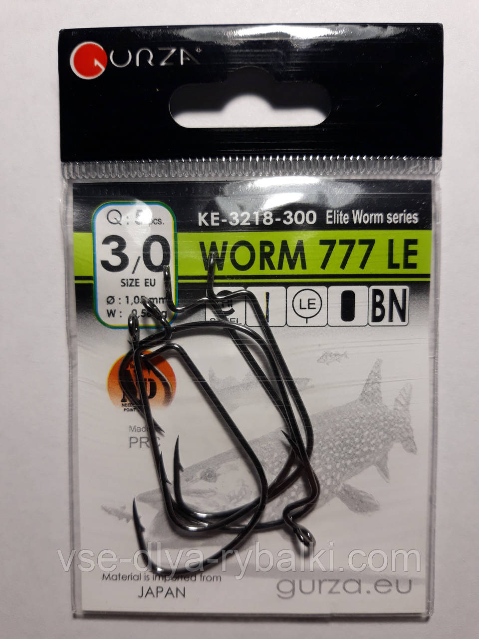 Гачки Gurza worm 777 le № 3/0