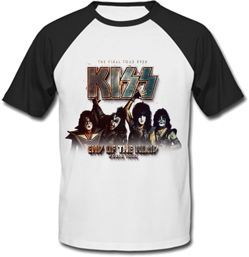 Футболка Kiss - End Of The Road - World Tour (белая с Чёрными Рукавами ...