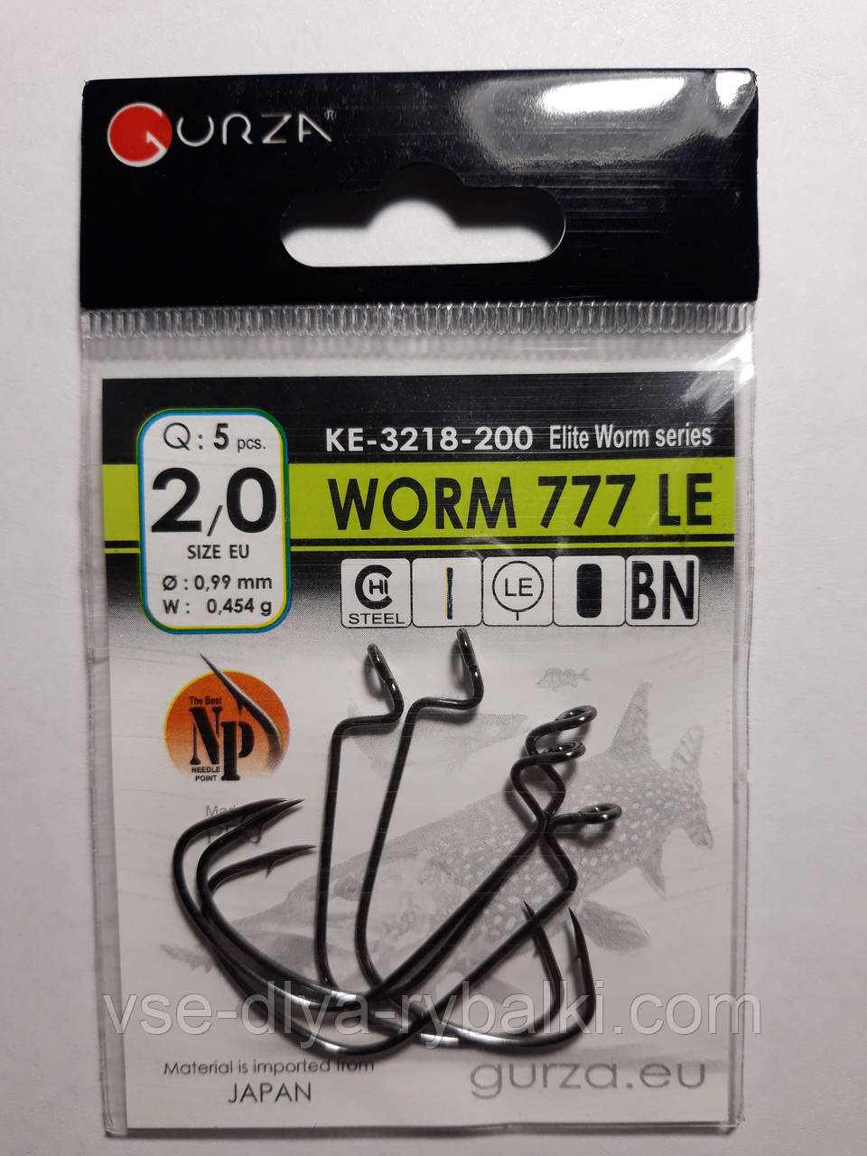 Гачки Gurza worm 777 le № 2/0