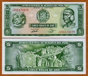 Перу/Peru 5 Soles 1974 Pick 99 UNC