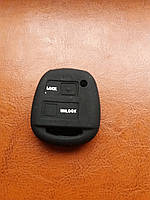 Чехол (черный, силиконовый) для авто ключа Toyota (Тойота) 2 кнопки без логотипа Тойота.