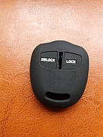 Чехол (черный, силиконовый) для авто ключа Mitsubishi (Митсубиси) 2 кнопки с логотипом