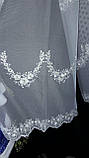 Тюль вишивка на фатині "Лиз", колір візерунка з бежевою ниткою No 02, фото 2