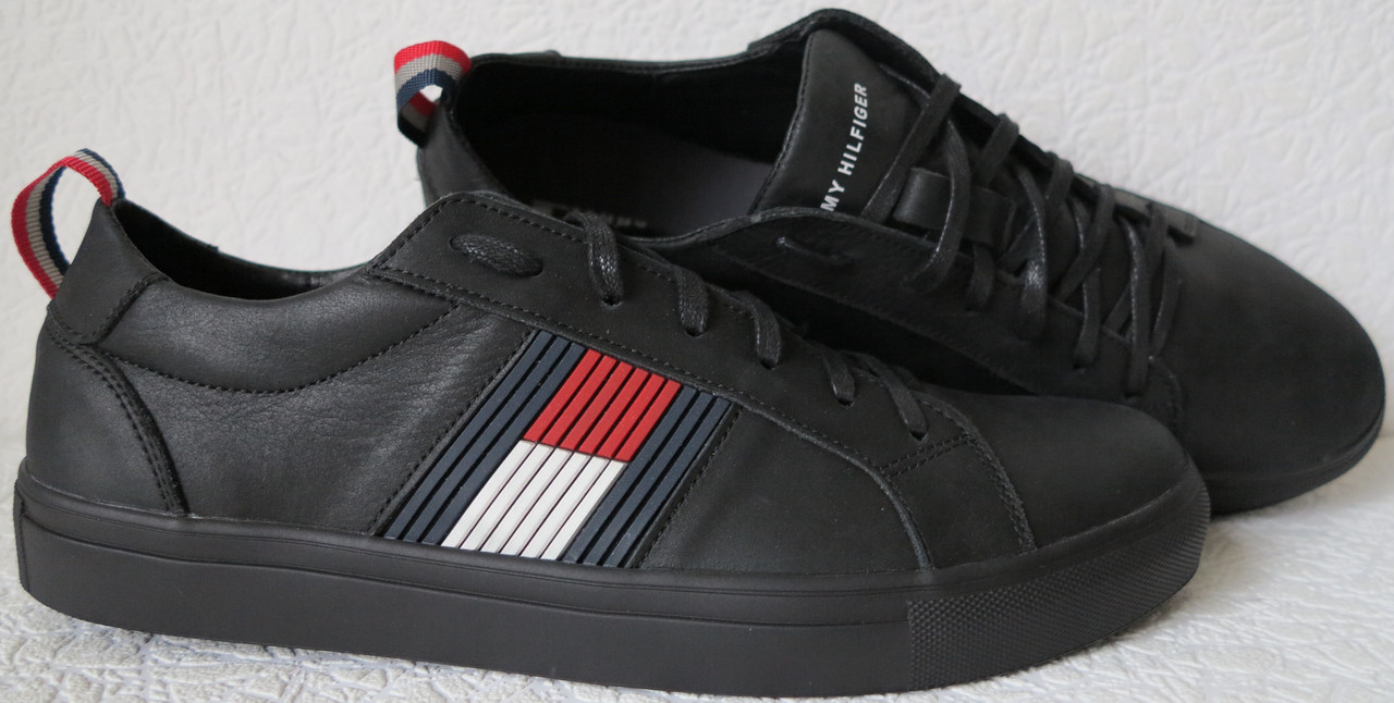 Супер! 2024! Tommy Hilfiger натуральна шкіра кеди чорного кольору! Туфлі чоловічі 40 розм