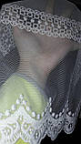 Тюль-вишивка на фатині "Смужки горизонтальні", колір молочний 80402, фото 3