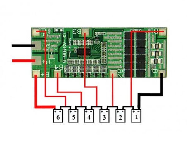 Плата захисту PCM / BMS 6S 40A з балансуванням 22-24V (Контролер заряду/розряду) Li-Ion 18650