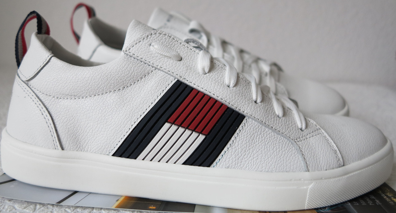 Tommy Hilfiger шкіряні білі кеди! Туфлі чоловічі кросівки в стилі Томмі Хілфігер