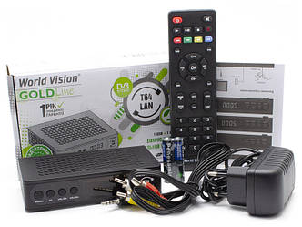 T2 тюнер ресивер World Vision T64LAN з екраном. Стандарти DVB-T/T2/C