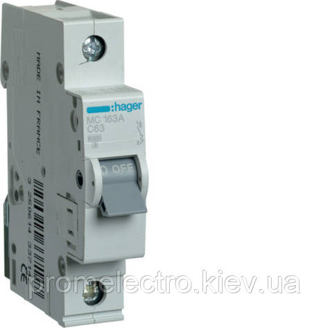 Автоматичний вимикач Hager Іп16А, 1п, С, 6 kA, 1м (МСN116), фото 1