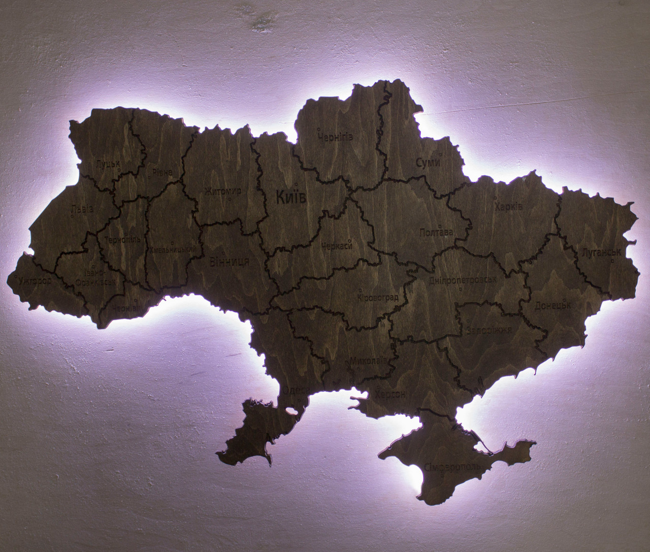 Мапа України на стіну з підсвіткою