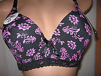 Красивый бюстгальтер BENFISH на поролоне, черный в розовых цветах 75D