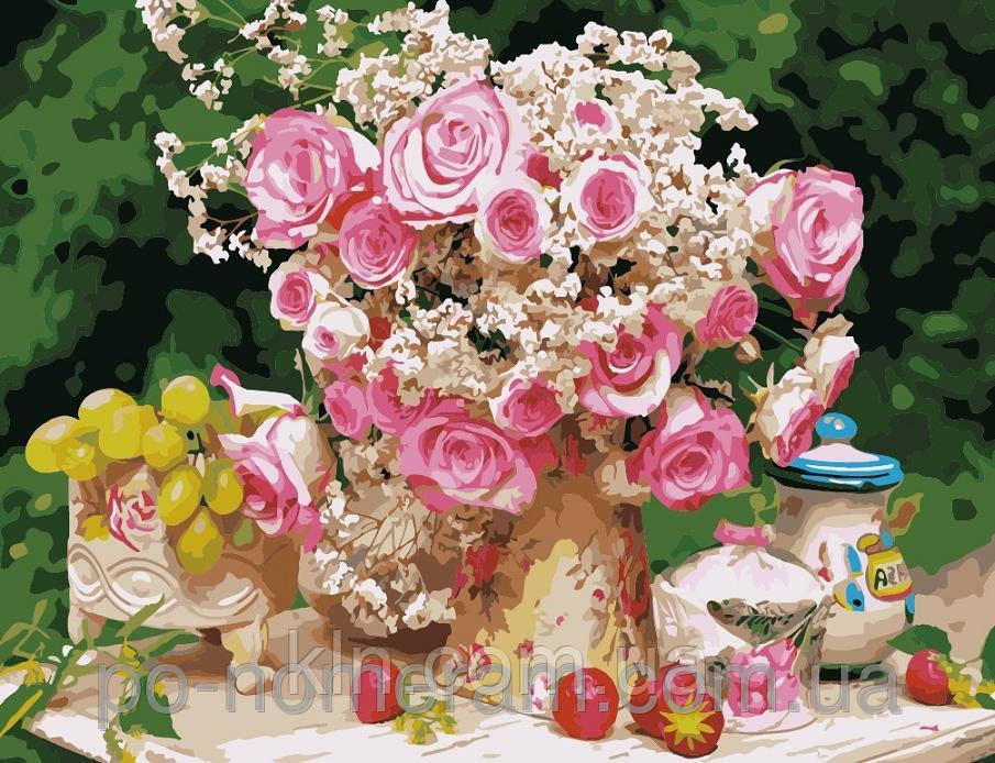 Картина за номерами Menglei Букет чайних троянд MG1047 40 х 50 см 950 квіти, фото 1