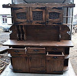 Буфет із масиву під старовину з ковкою (наповнення: ящики, шухляди, полиці), фото 2