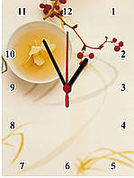 Настенные часы МДФ кухонные "Цветочный чай" кварцевые