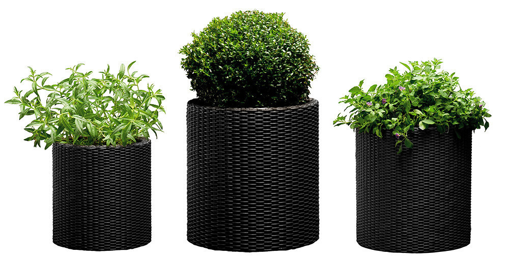 Набір горщиків для квітів Keter Cylinder Planter Set, сірий