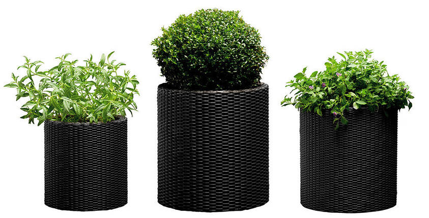 Набір горщиків для квітів Keter Cylinder Planter Set, сірий, фото 1