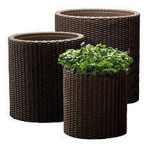 Набір горщиків для квітів Keter Cylinder Planter Set, коричневий, фото 5
