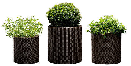 Горщик для квітів Keter 39 л. Cylinder Planter Large, коричневий, фото 4