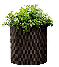 Горщик для квітів Keter 18 л. Cylinder Planter Medium, коричневий