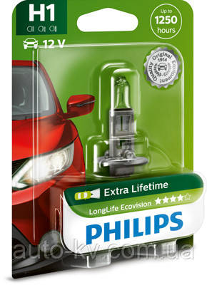 Лампа галогенна Н1 Philips PS 12258 LLECO B1 (Long Life EcoVision) 12 V 55 W