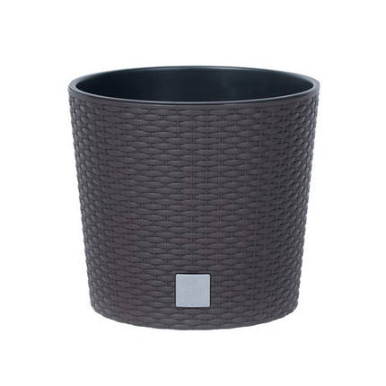 Горщик з кашпо для рослин Prosperplast Rato Round - коричневий, 15/15,3 л, фото 1