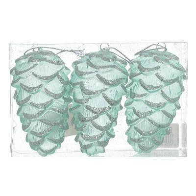 Набір новорічних іграшок, шишки, 3 шт., 9 см, фото 1