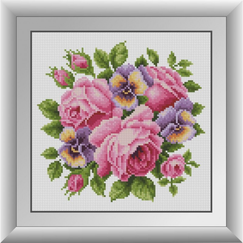 Алмазна мозаїка Троянди з братками Dream Art 30680 (26 х 26 см)